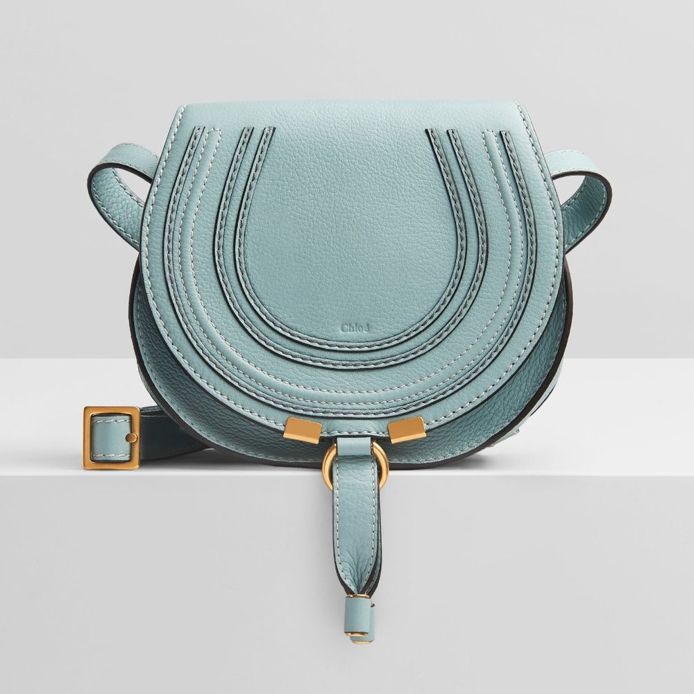 Blue Chloe Mini Marcie Leather Crossbody Handbag